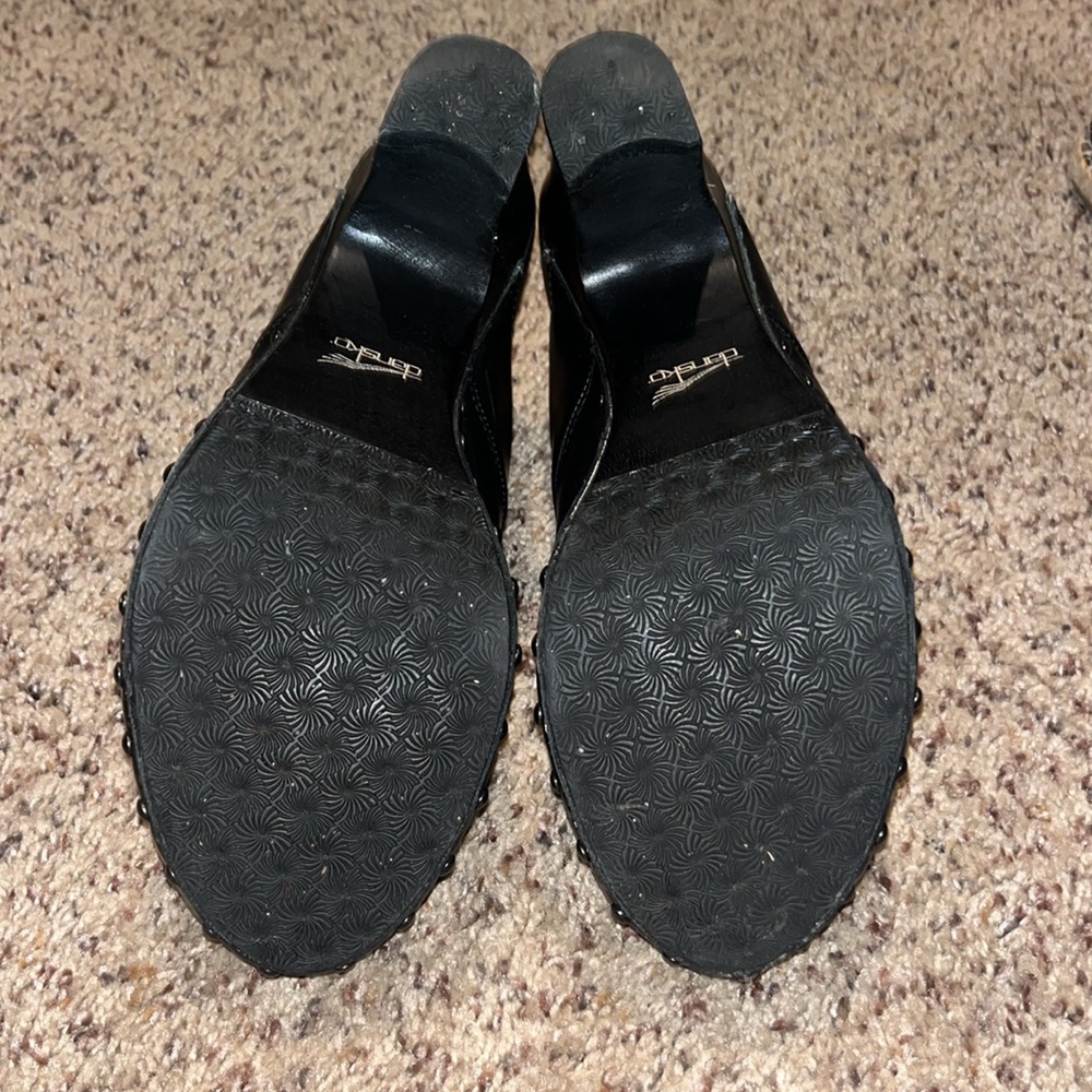 Dansko Rae Heeled Clogs Leather Studs Heels Slip On black US 10.5 or 11 - Picture 8 of 9